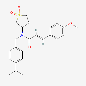 molecular formula C24H29NO4S B12133393 (2E)-N-(1,1-dioxidotetrahydrothiophen-3-yl)-3-(4-methoxyphenyl)-N-[4-(propan-2-yl)benzyl]prop-2-enamide 