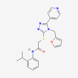 molecular formula C23H23N5O2S B12133454 2-{[4-(furan-2-ylmethyl)-5-(pyridin-4-yl)-4H-1,2,4-triazol-3-yl]sulfanyl}-N-[2-(propan-2-yl)phenyl]acetamide 