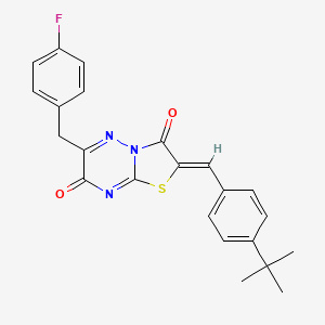 molecular formula C23H20FN3O2S B12133500 (2Z)-2-(4-tert-butylbenzylidene)-6-(4-fluorobenzyl)-7H-[1,3]thiazolo[3,2-b][1,2,4]triazine-3,7(2H)-dione 