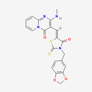 3-{(Z)-[3-(1,3-benzodioxol-5-ylmethyl)-4-oxo-2-thioxo-1,3-thiazolidin-5-ylidene]methyl}-2-(methylamino)-4H-pyrido[1,2-a]pyrimidin-4-one