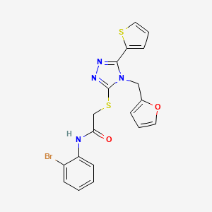 molecular formula C19H15BrN4O2S2 B12133539 N-(2-bromophenyl)-2-{[4-(furan-2-ylmethyl)-5-(thiophen-2-yl)-4H-1,2,4-triazol-3-yl]sulfanyl}acetamide 