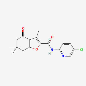 molecular formula C17H17ClN2O3 B12133550 N-(5-chloropyridin-2-yl)-3,6,6-trimethyl-4-oxo-4,5,6,7-tetrahydro-1-benzofuran-2-carboxamide 