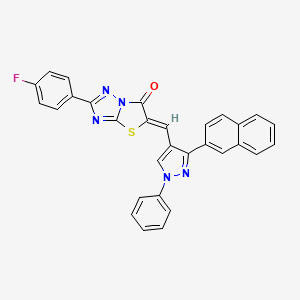 (5Z)-2-(4-fluorophenyl)-5-{[3-(naphthalen-2-yl)-1-phenyl-1H-pyrazol-4-yl]methylidene}[1,3]thiazolo[3,2-b][1,2,4]triazol-6(5H)-one