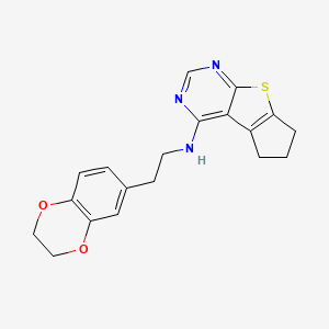 molecular formula C19H19N3O2S B12133661 N-[2-(2,3-dihydro-1,4-benzodioxin-6-yl)ethyl]-7-thia-9,11-diazatricyclo[6.4.0.0^{2,6}]dodeca-1(12),2(6),8,10-tetraen-12-amine 