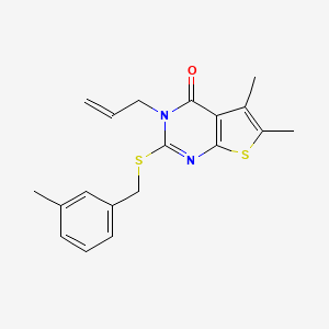 molecular formula C19H20N2OS2 B12133680 5,6-dimethyl-2-[(3-methylbenzyl)sulfanyl]-3-(prop-2-en-1-yl)thieno[2,3-d]pyrimidin-4(3H)-one 