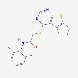 molecular formula C19H19N3OS2 B12133713 N-(2,6-dimethylphenyl)-2-{7-thia-9,11-diazatricyclo[6.4.0.0^{2,6}]dodeca-1(12),2(6),8,10-tetraen-12-ylsulfanyl}acetamide 