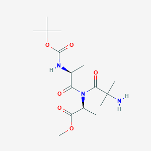 molecular formula C16H29N3O6 B1213373 methyl (2S)-2-[(2-amino-2-methylpropanoyl)-[(2S)-2-[(2-methylpropan-2-yl)oxycarbonylamino]propanoyl]amino]propanoate CAS No. 72086-86-3