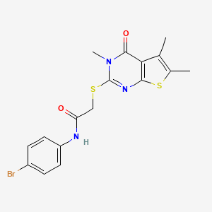 molecular formula C17H16BrN3O2S2 B12133735 N-(4-bromophenyl)-2-[(3,5,6-trimethyl-4-oxo-3,4-dihydrothieno[2,3-d]pyrimidin-2-yl)sulfanyl]acetamide 