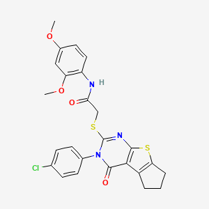 2-((3-(4-chlorophenyl)-4-oxo-4,5,6,7-tetrahydro-3H-cyclopenta[4,5]thieno[2,3-d]pyrimidin-2-yl)thio)-N-(2,4-dimethoxyphenyl)acetamide