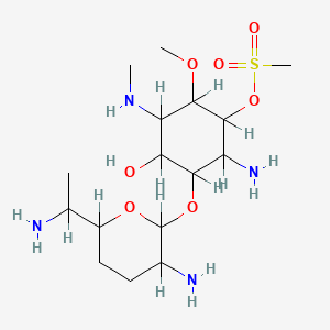 molecular formula C16H34N4O7S B1213381 2-O-Methanesulfonylfortimycin B CAS No. 71657-29-9