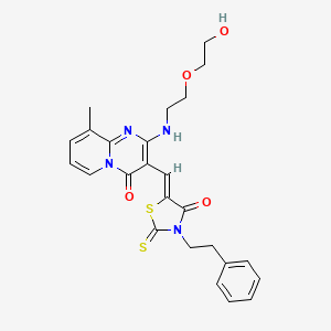 2-{[2-(2-hydroxyethoxy)ethyl]amino}-9-methyl-3-{(Z)-[4-oxo-3-(2-phenylethyl)-2-thioxo-1,3-thiazolidin-5-ylidene]methyl}-4H-pyrido[1,2-a]pyrimidin-4-one