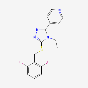 molecular formula C16H14F2N4S B12133813 3-[(2,6-Difluorophenyl)methylthio]-4-ethyl-5-(4-pyridyl)-1,2,4-triazole CAS No. 4869-60-7