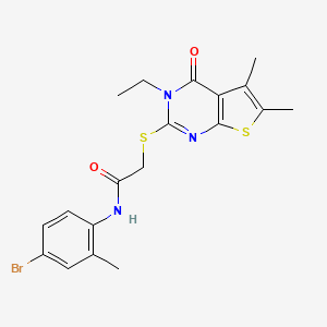 molecular formula C19H20BrN3O2S2 B12133851 N-(4-bromo-2-methylphenyl)-2-(3-ethyl-5,6-dimethyl-4-oxo(3-hydrothiopheno[2,3-d]pyrimidin-2-ylthio))acetamide 