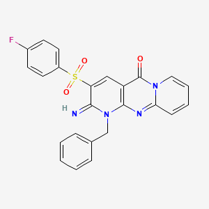 3-[(4-Fluorophenyl)sulfonyl]-2-imino-1-benzyl-1,6-dihydropyridino[1,2-a]pyridi no[2,3-d]pyrimidin-5-one