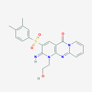 molecular formula C21H20N4O4S B12133974 3-[(3,4-Dimethylphenyl)sulfonyl]-1-(2-hydroxyethyl)-2-imino-1,6-dihydropyridin o[1,2-a]pyridino[2,3-d]pyrimidin-5-one 