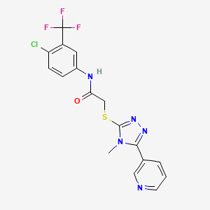 molecular formula C17H13ClF3N5OS B12134029 N-[4-chloro-3-(trifluoromethyl)phenyl]-2-{[4-methyl-5-(pyridin-3-yl)-4H-1,2,4-triazol-3-yl]sulfanyl}acetamide 