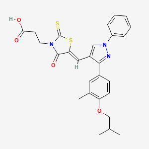 3-[(5Z)-5-({3-[3-methyl-4-(2-methylpropoxy)phenyl]-1-phenyl-1H-pyrazol-4-yl}methylidene)-4-oxo-2-thioxo-1,3-thiazolidin-3-yl]propanoic acid