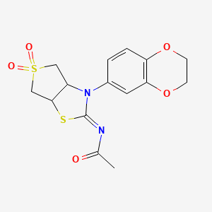 N-[(2E)-3-(2,3-dihydro-1,4-benzodioxin-6-yl)-5,5-dioxidotetrahydrothieno[3,4-d][1,3]thiazol-2(3H)-ylidene]acetamide