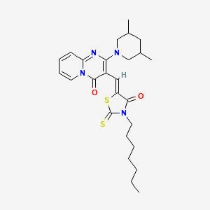 2-(3,5-dimethylpiperidin-1-yl)-3-[(Z)-(3-heptyl-4-oxo-2-thioxo-1,3-thiazolidin-5-ylidene)methyl]-4H-pyrido[1,2-a]pyrimidin-4-one