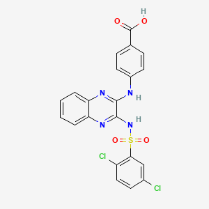 4-{[(3Z)-3-{[(2,5-dichlorophenyl)sulfonyl]imino}-3,4-dihydroquinoxalin-2-yl]amino}benzoic acid