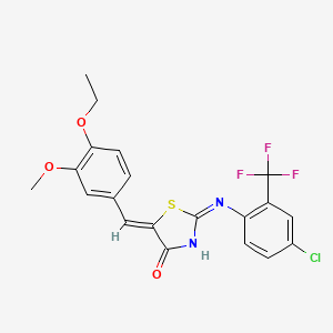 (5Z)-2-{[4-chloro-2-(trifluoromethyl)phenyl]amino}-5-(4-ethoxy-3-methoxybenzylidene)-1,3-thiazol-4(5H)-one