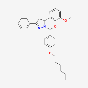 molecular formula C29H32N2O3 B12134311 5-[4-(Hexyloxy)phenyl]-7-methoxy-2-phenyl-1,10b-dihydropyrazolo[1,5-c][1,3]benzoxazine 