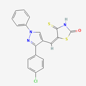 molecular formula C19H12ClN3OS2 B12134394 5-{[3-(4-Chlorophenyl)-1-phenylpyrazol-4-yl]methylene}-4-thioxo-1,3-thiazolidi n-2-one 