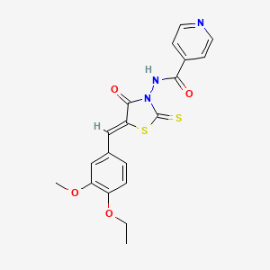 molecular formula C19H17N3O4S2 B12134449 N-[(5Z)-5-(4-ethoxy-3-methoxybenzylidene)-4-oxo-2-thioxo-1,3-thiazolidin-3-yl]pyridine-4-carboxamide 