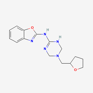 molecular formula C15H19N5O2 B12134461 N-[5-(tetrahydrofuran-2-ylmethyl)-1,4,5,6-tetrahydro-1,3,5-triazin-2-yl]-1,3-benzoxazol-2-amine 