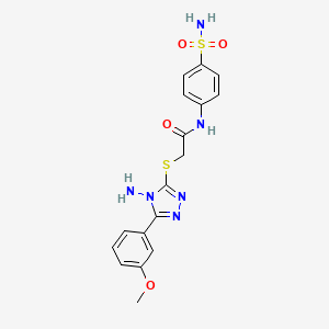 molecular formula C17H18N6O4S2 B12134491 2-[4-amino-5-(3-methoxyphenyl)(1,2,4-triazol-3-ylthio)]-N-(4-sulfamoylphenyl)a cetamide 