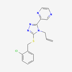 molecular formula C16H14ClN5S B12134515 3-[(2-Chlorophenyl)methylthio]-4-prop-2-enyl-5-pyrazin-2-yl-1,2,4-triazole 