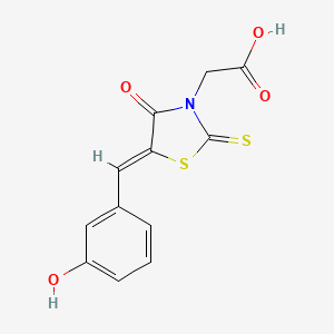 molecular formula C12H9NO4S2 B12134537 [(5Z)-5-(3-hydroxybenzylidene)-4-oxo-2-thioxo-1,3-thiazolidin-3-yl]acetic acid 