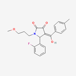 (4E)-5-(2-fluorophenyl)-4-[hydroxy(4-methylphenyl)methylidene]-1-(3-methoxypropyl)pyrrolidine-2,3-dione