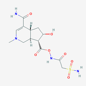 molecular formula C13H20N4O7S B1213464 6-Hydroxy-7-({[(1-hydroxy-2-sulfamoylethylidene)amino]oxy}carbonyl)-2-methyl-2,4a,5,6,7,7a-hexahydro-1H-cyclopenta[c]pyridine-4-carboximidic acid 