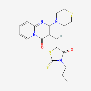 9-methyl-3-[(Z)-(4-oxo-3-propyl-2-thioxo-1,3-thiazolidin-5-ylidene)methyl]-2-(thiomorpholin-4-yl)-4H-pyrido[1,2-a]pyrimidin-4-one