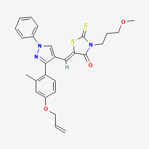 (5Z)-3-(3-methoxypropyl)-5-({3-[2-methyl-4-(prop-2-en-1-yloxy)phenyl]-1-phenyl-1H-pyrazol-4-yl}methylidene)-2-thioxo-1,3-thiazolidin-4-one