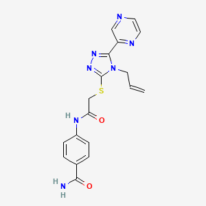 molecular formula C18H17N7O2S B12134658 4-[({[4-(prop-2-en-1-yl)-5-(pyrazin-2-yl)-4H-1,2,4-triazol-3-yl]sulfanyl}acetyl)amino]benzamide 