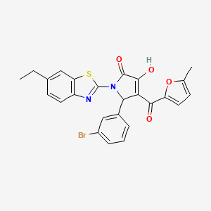 (4E)-5-(3-bromophenyl)-1-(6-ethyl-1,3-benzothiazol-2-yl)-4-[hydroxy(5-methylfuran-2-yl)methylidene]pyrrolidine-2,3-dione