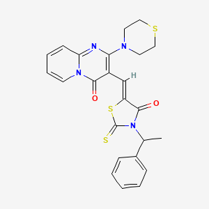 3-{(Z)-[4-oxo-3-(1-phenylethyl)-2-thioxo-1,3-thiazolidin-5-ylidene]methyl}-2-(thiomorpholin-4-yl)-4H-pyrido[1,2-a]pyrimidin-4-one