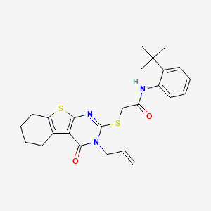 N-[2-(tert-butyl)phenyl]-2-(4-oxo-3-prop-2-enyl(3,5,6,7,8-pentahydrobenzo[b]th iopheno[2,3-d]pyrimidin-2-ylthio))acetamide