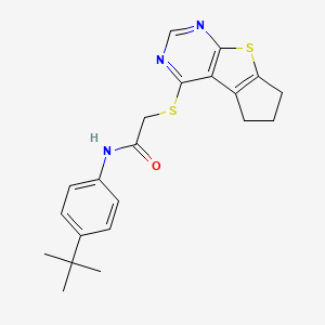 N-(4-tert-butylphenyl)-2-{7-thia-9,11-diazatricyclo[6.4.0.0^{2,6}]dodeca-1(12),2(6),8,10-tetraen-12-ylsulfanyl}acetamide