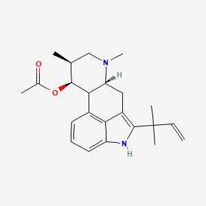 molecular formula C23H30N2O2 B1213483 [(6aR,9S,10S)-7,9-dimethyl-5-(2-methylbut-3-en-2-yl)-6,6a,8,9,10,10a-hexahydro-4H-indolo[4,3-fg]quinolin-10-yl] acetate 