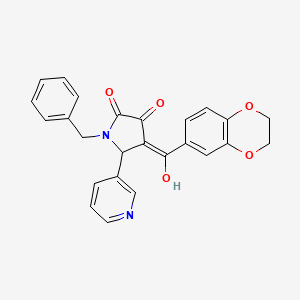 (4E)-1-benzyl-4-[2,3-dihydro-1,4-benzodioxin-6-yl(hydroxy)methylidene]-5-(pyridin-3-yl)pyrrolidine-2,3-dione