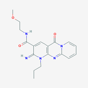 molecular formula C18H21N5O3 B12134943 (2-imino-5-oxo-1-propyl(1,6-dihydropyridino[1,2-a]pyridino[2,3-d]pyrimidin-3-y l))-N-(2-methoxyethyl)carboxamide 