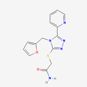 molecular formula C14H13N5O2S B12134946 2-{[4-(furan-2-ylmethyl)-5-(pyridin-2-yl)-4H-1,2,4-triazol-3-yl]sulfanyl}acetamide CAS No. 573973-54-3