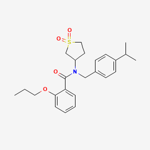 molecular formula C24H31NO4S B12134947 N-(1,1-dioxidotetrahydrothiophen-3-yl)-N-[4-(propan-2-yl)benzyl]-2-propoxybenzamide 