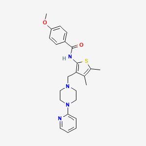 molecular formula C24H28N4O2S B12134958 N-(4,5-dimethyl-3-{[4-(pyridin-2-yl)piperazin-1-yl]methyl}thiophen-2-yl)-4-methoxybenzamide 