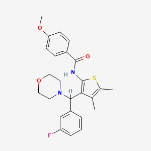 molecular formula C25H27FN2O3S B12134971 N-{3-[(3-fluorophenyl)(morpholin-4-yl)methyl]-4,5-dimethylthiophen-2-yl}-4-methoxybenzamide 