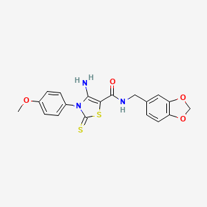 4-amino-N-(1,3-benzodioxol-5-ylmethyl)-3-(4-methoxyphenyl)-2-thioxo-2,3-dihydro-1,3-thiazole-5-carboxamide