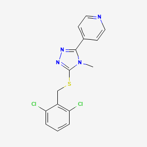 molecular formula C15H12Cl2N4S B12135013 3-[(2,6-Dichlorophenyl)methylthio]-4-methyl-5-(4-pyridyl)-1,2,4-triazole 